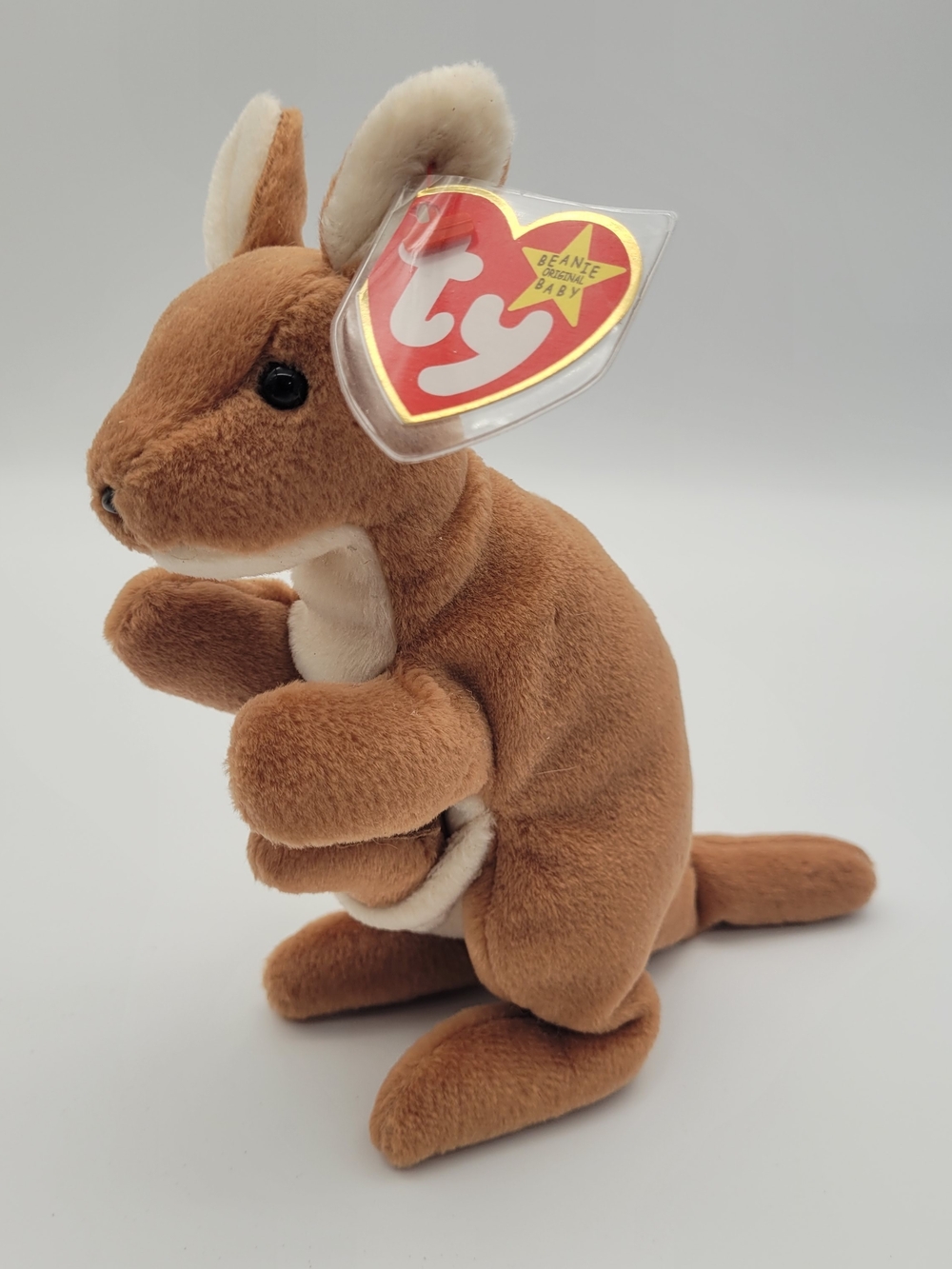 TY Beanie Baby 'Pouch' Brown Kangaroo Plush 1996